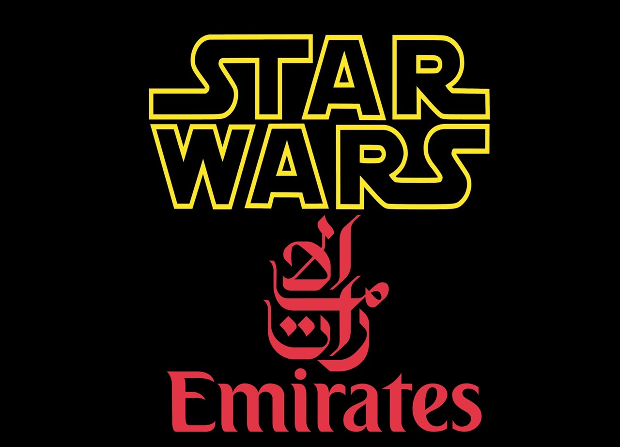 Logos da Emirates Airline e dos filmes Star Wars