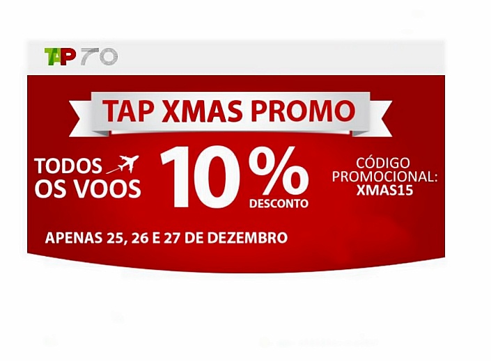 Voos TAP XMAS Promoção 10% até 27 de Dezembro