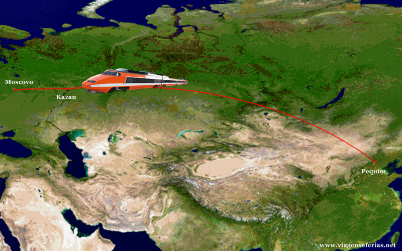 Possível linha comboio TGV que liga em 2 dias Moscovo a Pequim