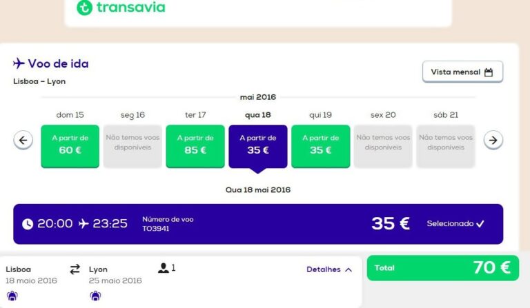 Voos desde 30€ Lyon-Lisboa pela Low Cost Transavia