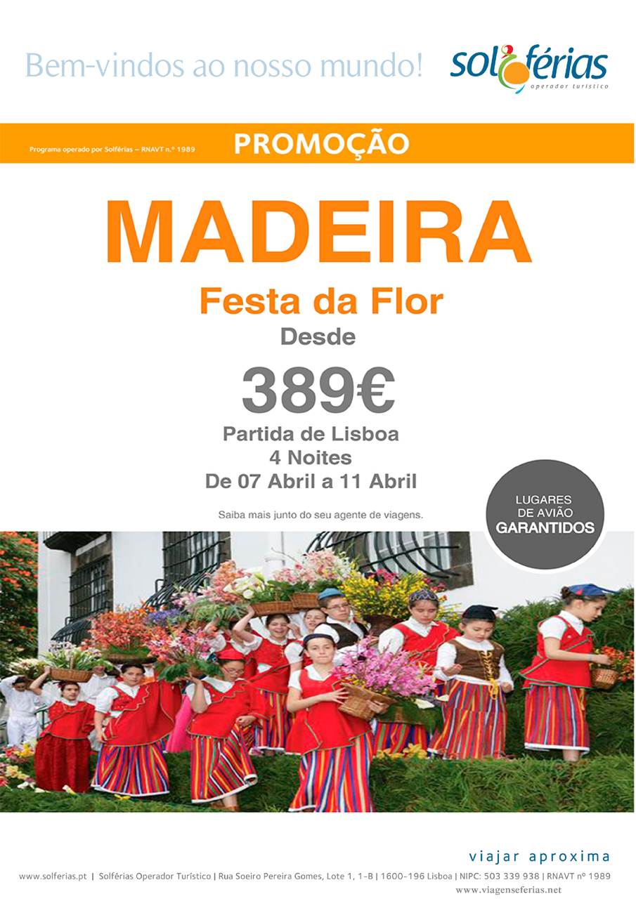 Pacote de Férias Festa das Flores na Madeira desde 389€