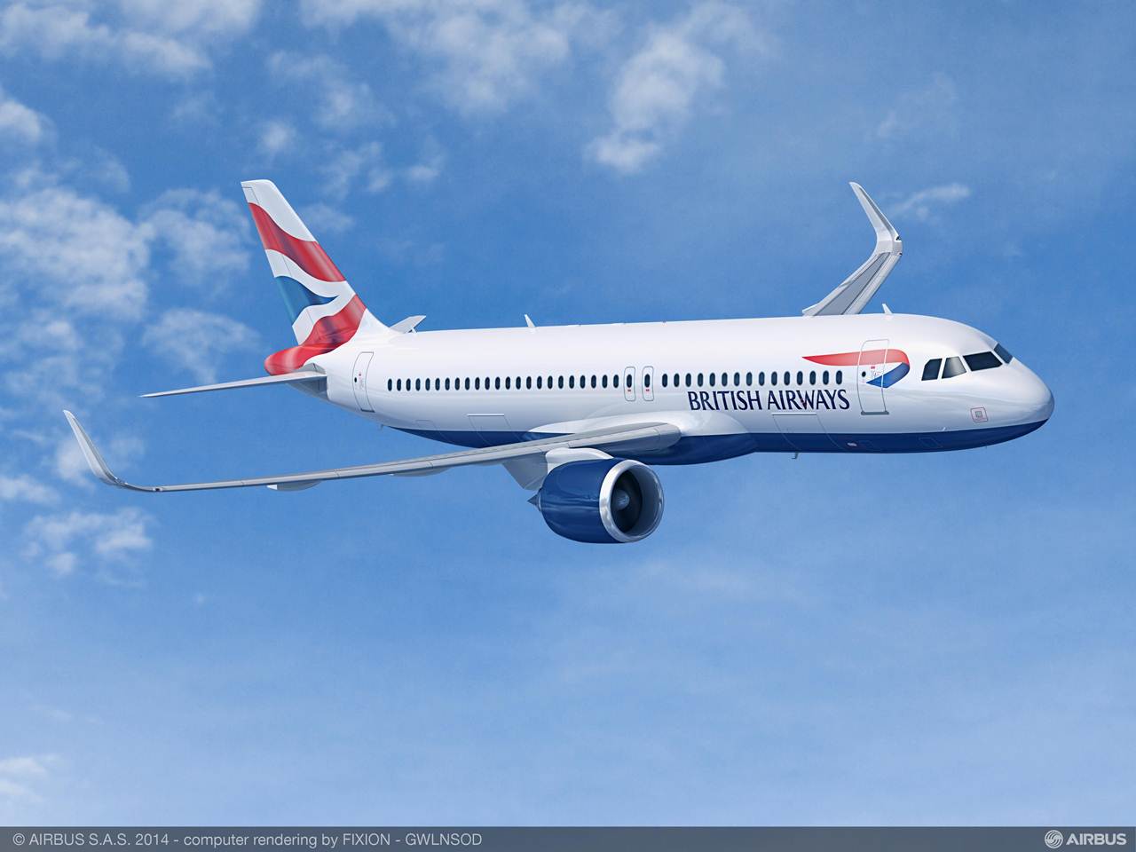 Rendering do Airbus A320neo da British Airways