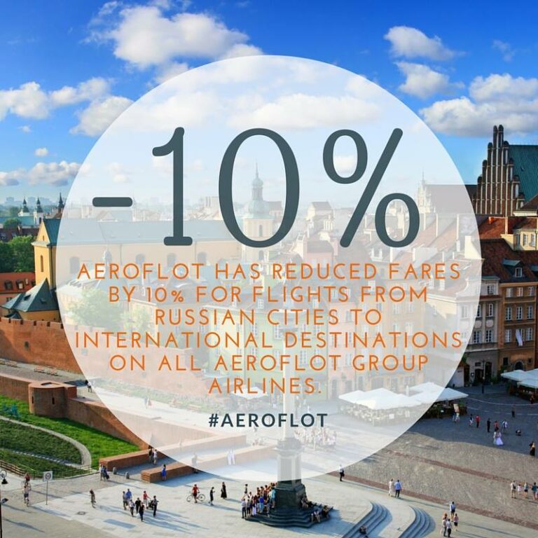 Aeroflot tira 10% no preço dos Voos de e para a Rússia
