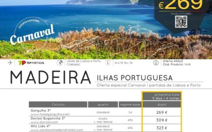 Férias de Carnaval no Funchal desde 269 euros por pessoa