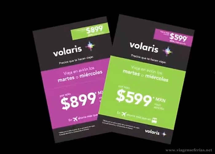 Cartões pre-pagos low Cos Volaris de 599 e 899MXN