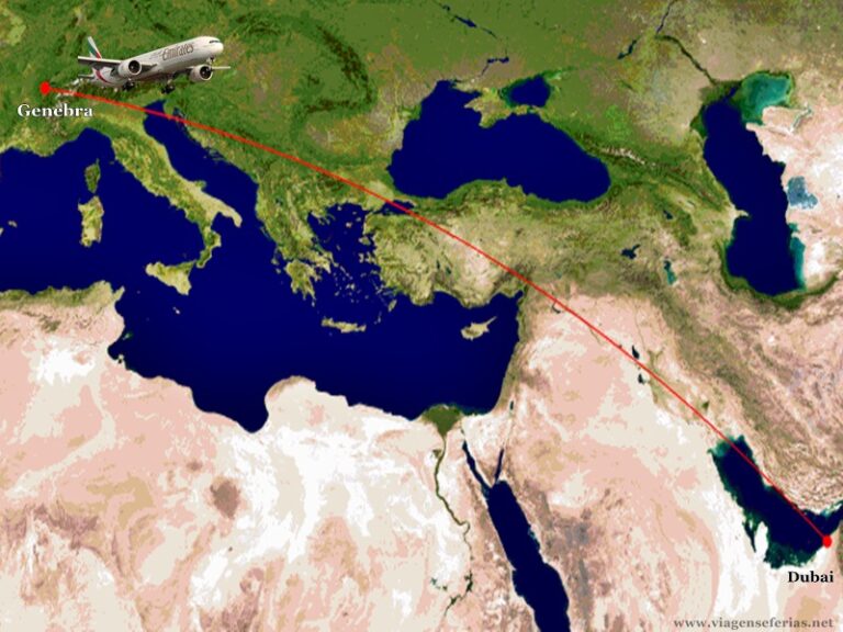 Rota voos Genebra-Dubai da Emirates com o Boeing 777-300