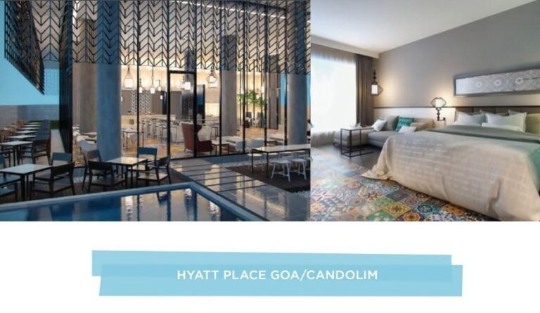 Quarto e restaurante do hotel Hyatt Place Goa-Candolim na Índia