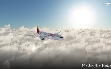 Avião da Iberia em pleno voo entre Madrid e Havana