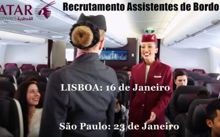 Emprego Assistentes de Bordo Qatar Airways em Lisboa e São Paulo