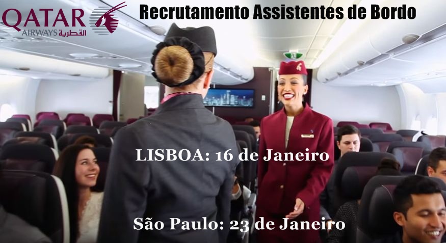 Emprego Assistentes de Bordo Qatar Airways em Lisboa e São Paulo