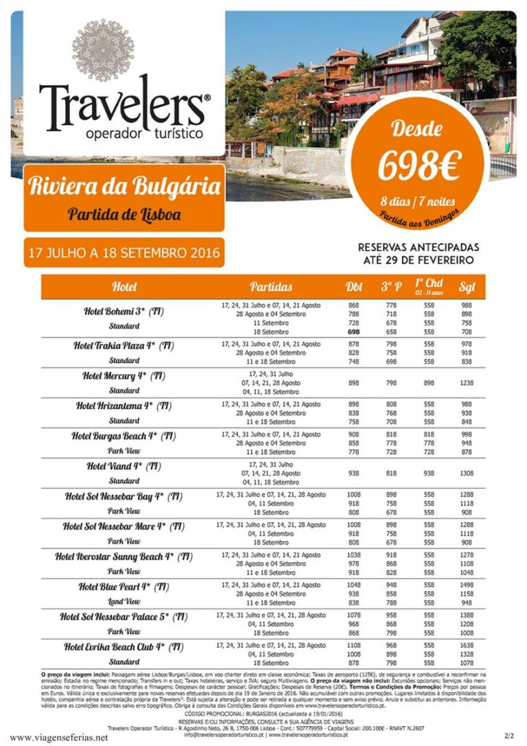 Promoção de férias na Riviera da Bulgária desde 698 euros