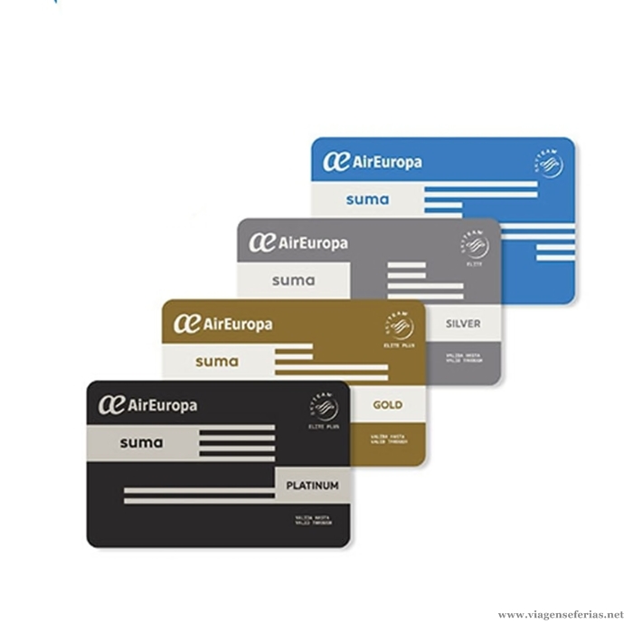 4 cartões de fidelização SUMA da companhia Air Europa