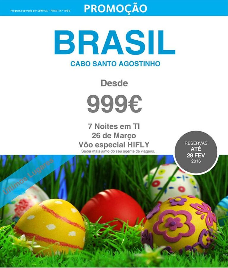 Promoção Páscoa no Brasil saida 26 de Março desde 999€