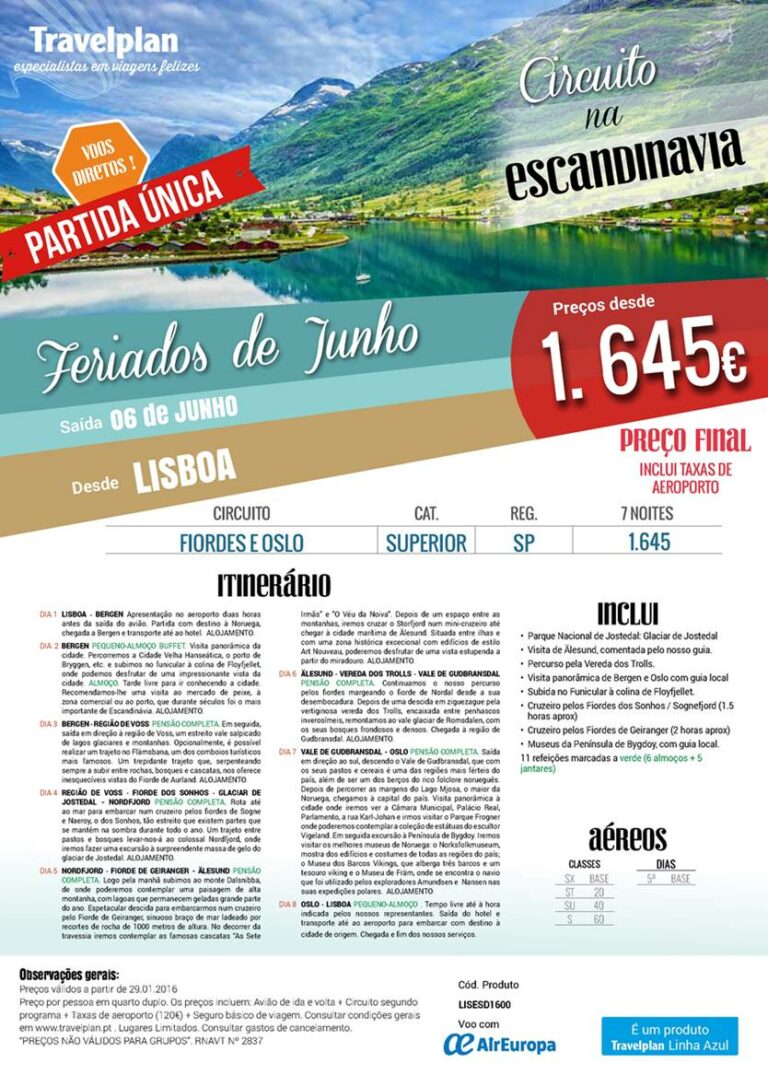 Promoção férias nos feriados de Junho na Escandinávia 1645€