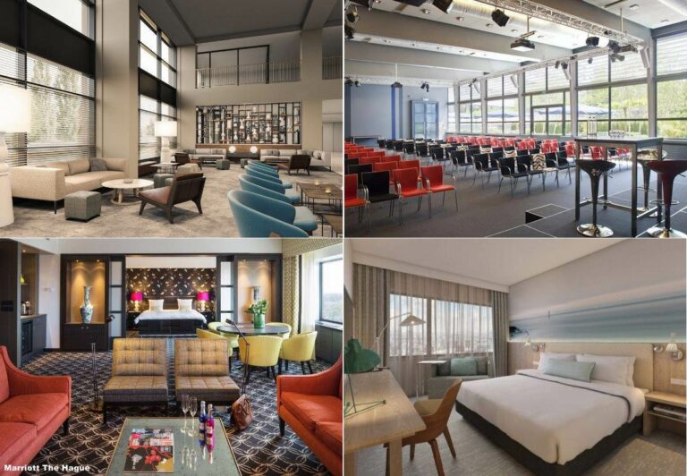 Quartos e Lobby Hotel Marriott The Hague, Haia-Holanda