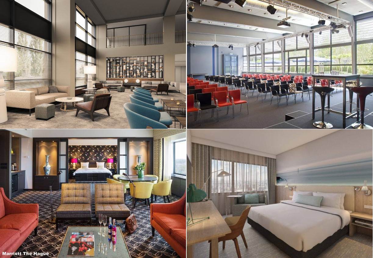 Quartos e Lobby Hotel Marriott The Hague, Haia-Holanda