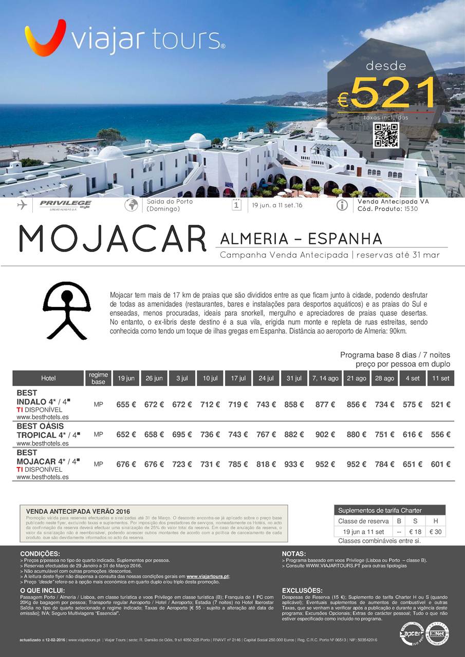 Pacote de Férias para Mojacar em Almeria desde 521€