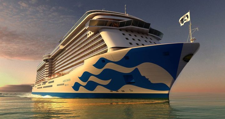 Nova pintura exterior no navio de cruzeiro Majestic Princess