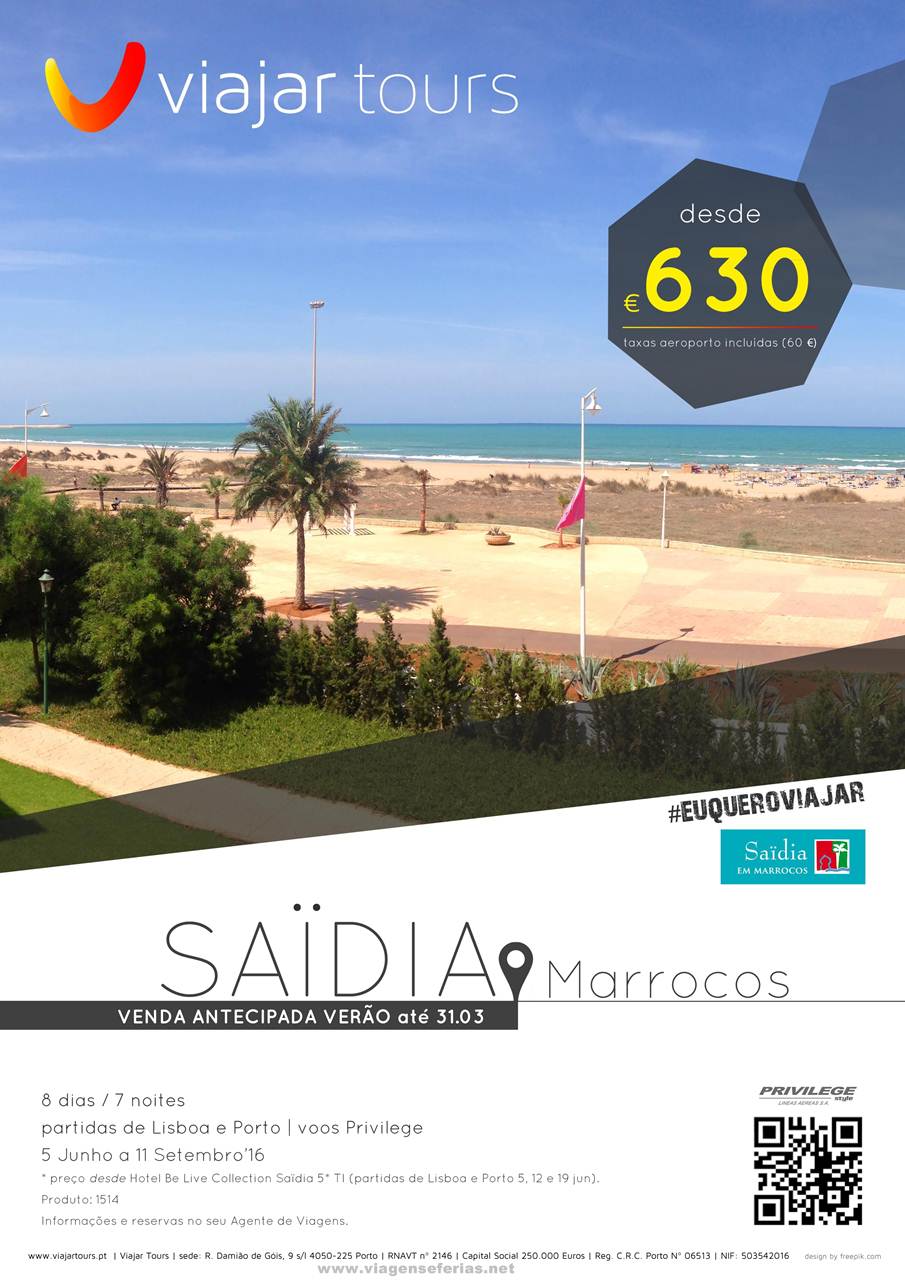 Promoção desde 630€ para férias em Saidia durante o Verão