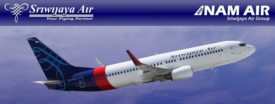 avião e simbolos das Companhias Sriwikaya air e Nam air