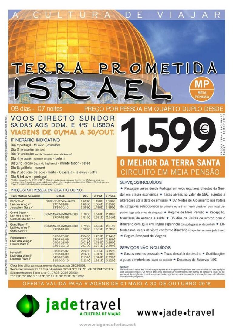 Promoção de Férias em Israel (Terra Prometida) desde 1599€