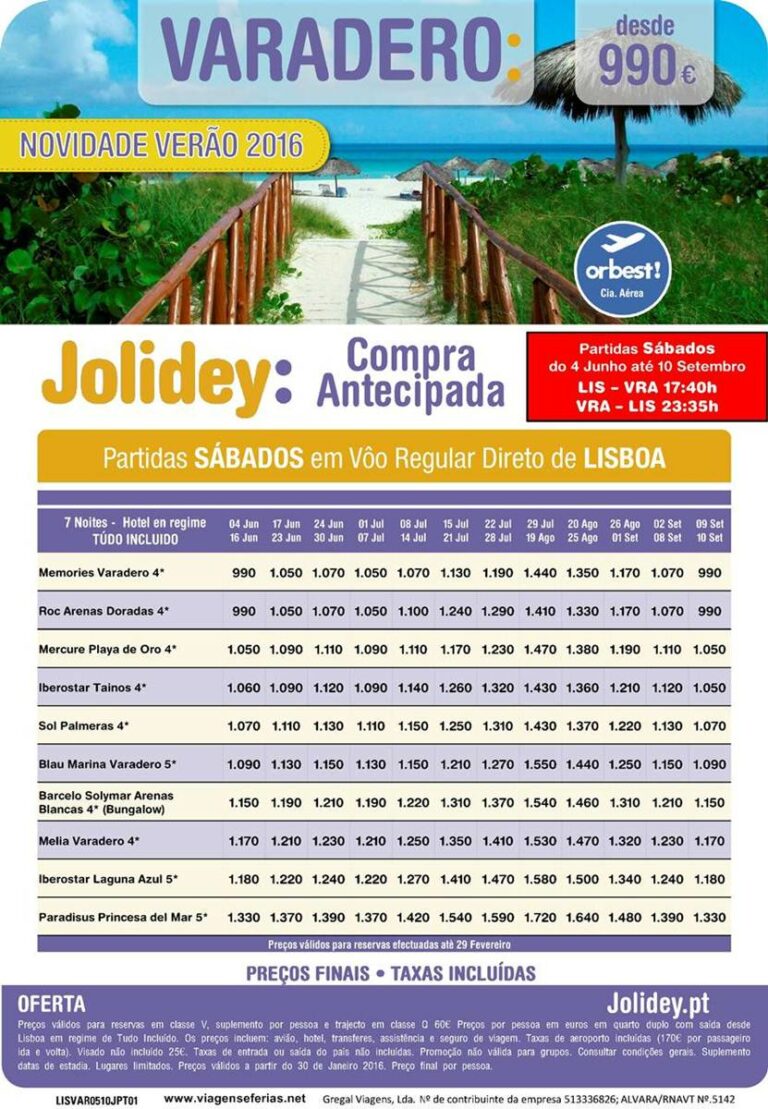 Promoção Programa de Férias em Varadero-Cuba desde 990€