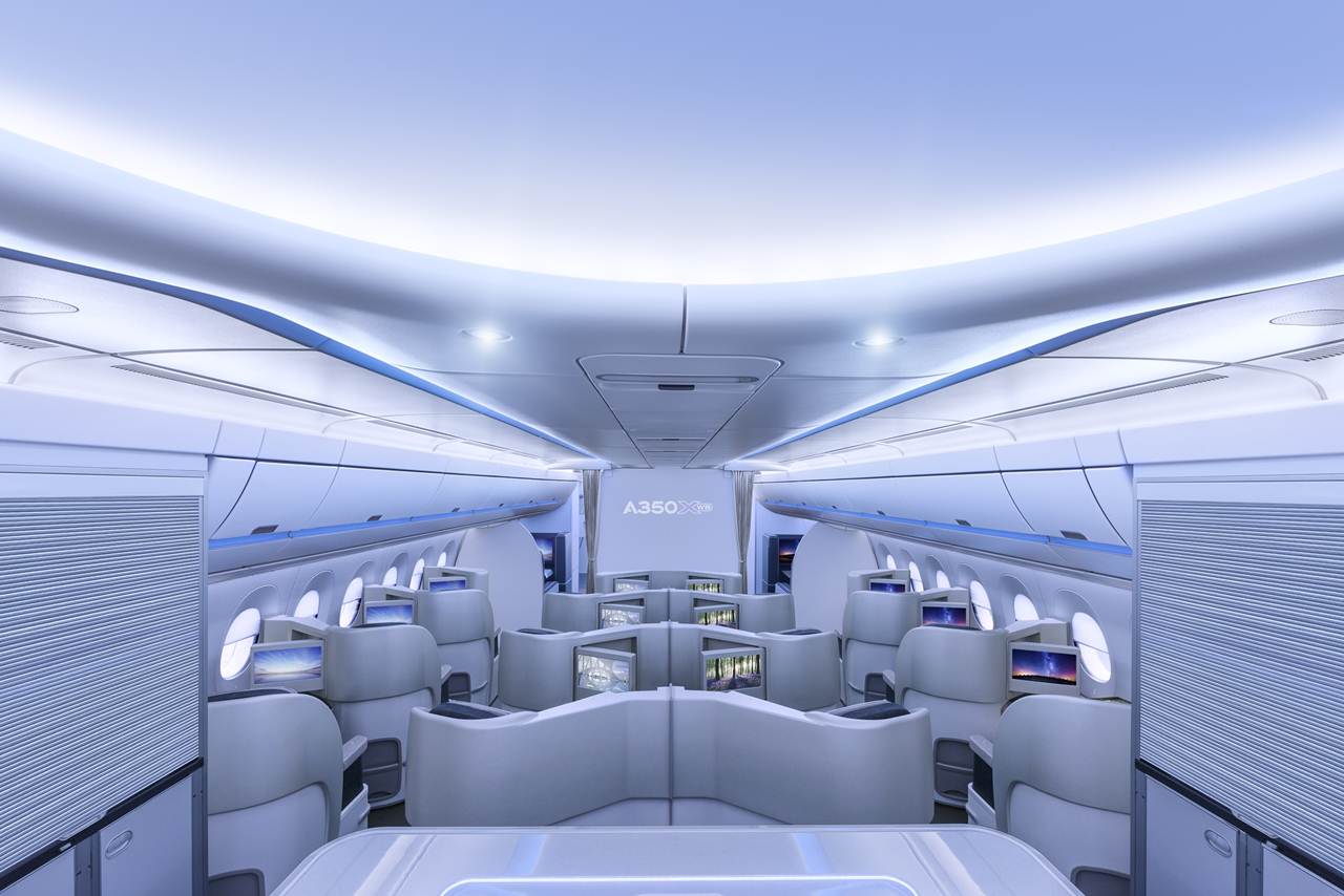 cabine Airspace by Airbus na aeronave A350 XWB