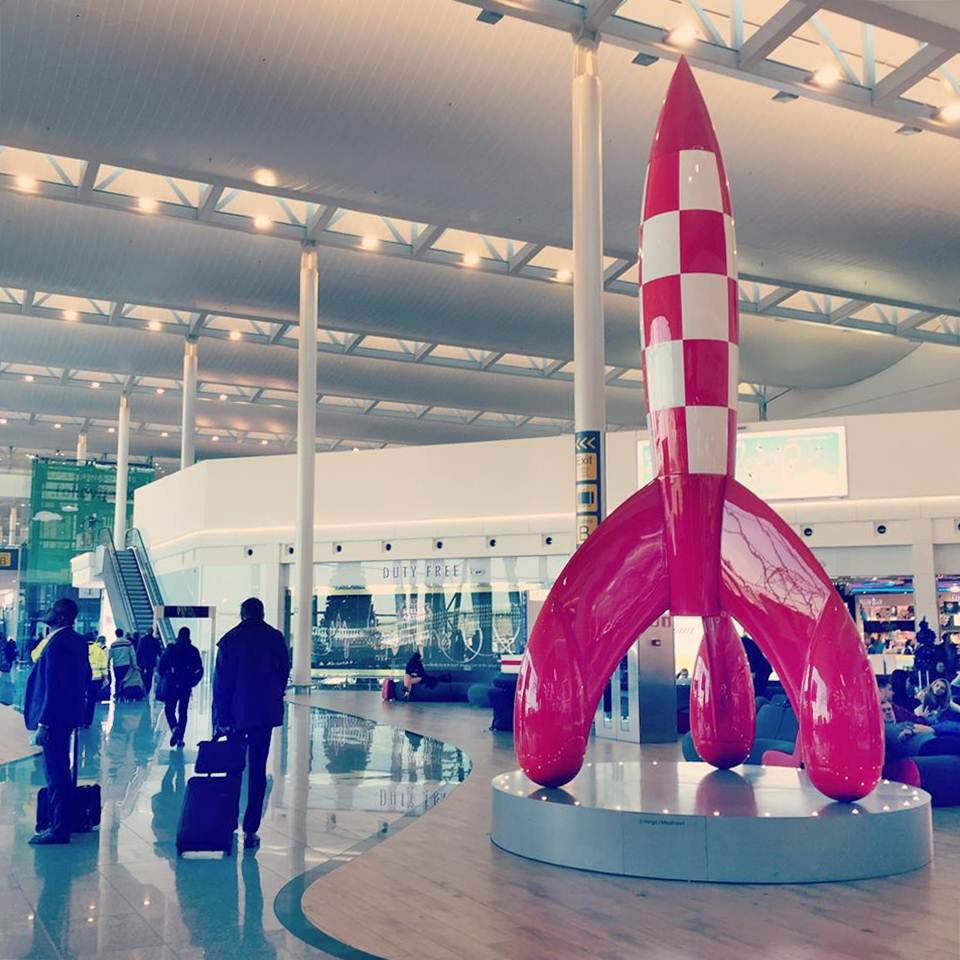 Foguetão do Tintin no Aeroporto de Bruxelas Zaventem