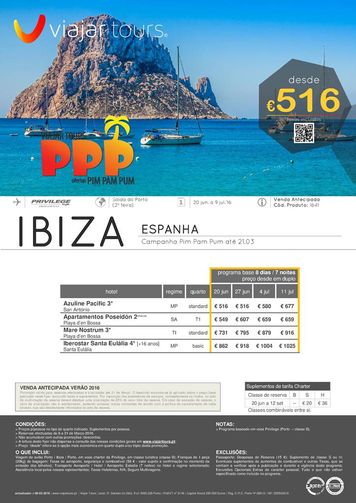 Ibiza desde 516€ para Viagens de Ultima hora no Verão