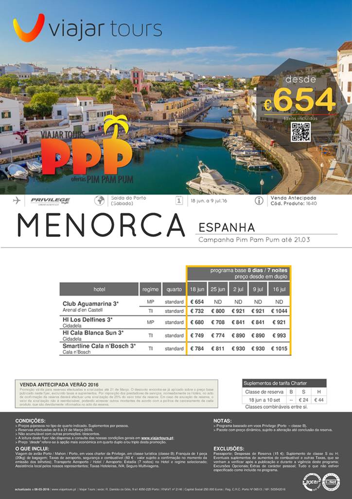 Férias em Menorca desde 654€ para saídas do Porto