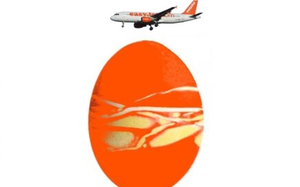 Ovo da Páscoa e avião da Companhia Aérea easyJet
