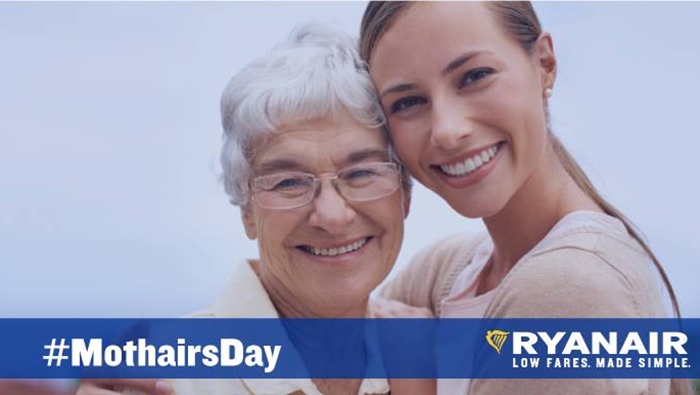 Concurso Dia da Mãe até 6 de Maio pela Ryanair