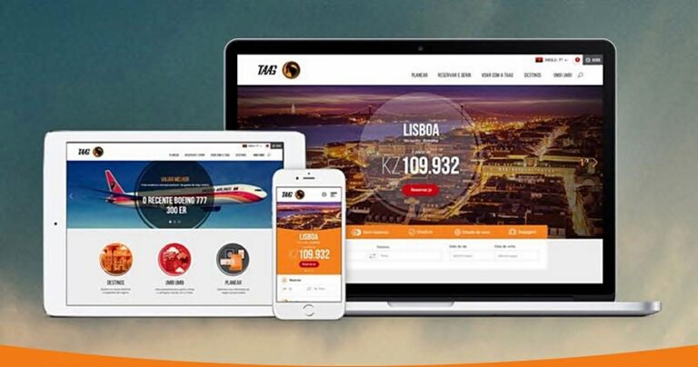 Novo site TAAG Angola Airlines em PC, Smartphone e Tablet