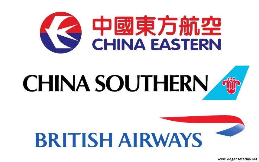 Logos da British Airways, China Southern e Eastern Airlines