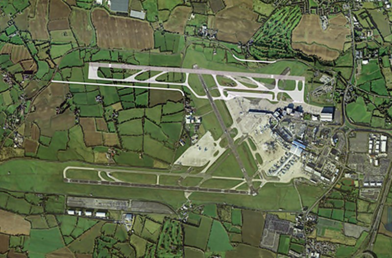 vista aérea aeroporto de Dublin com projecto de 2ª pista