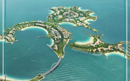 Vista aérea da ilha Al Marjan em Ras al-Khaimah