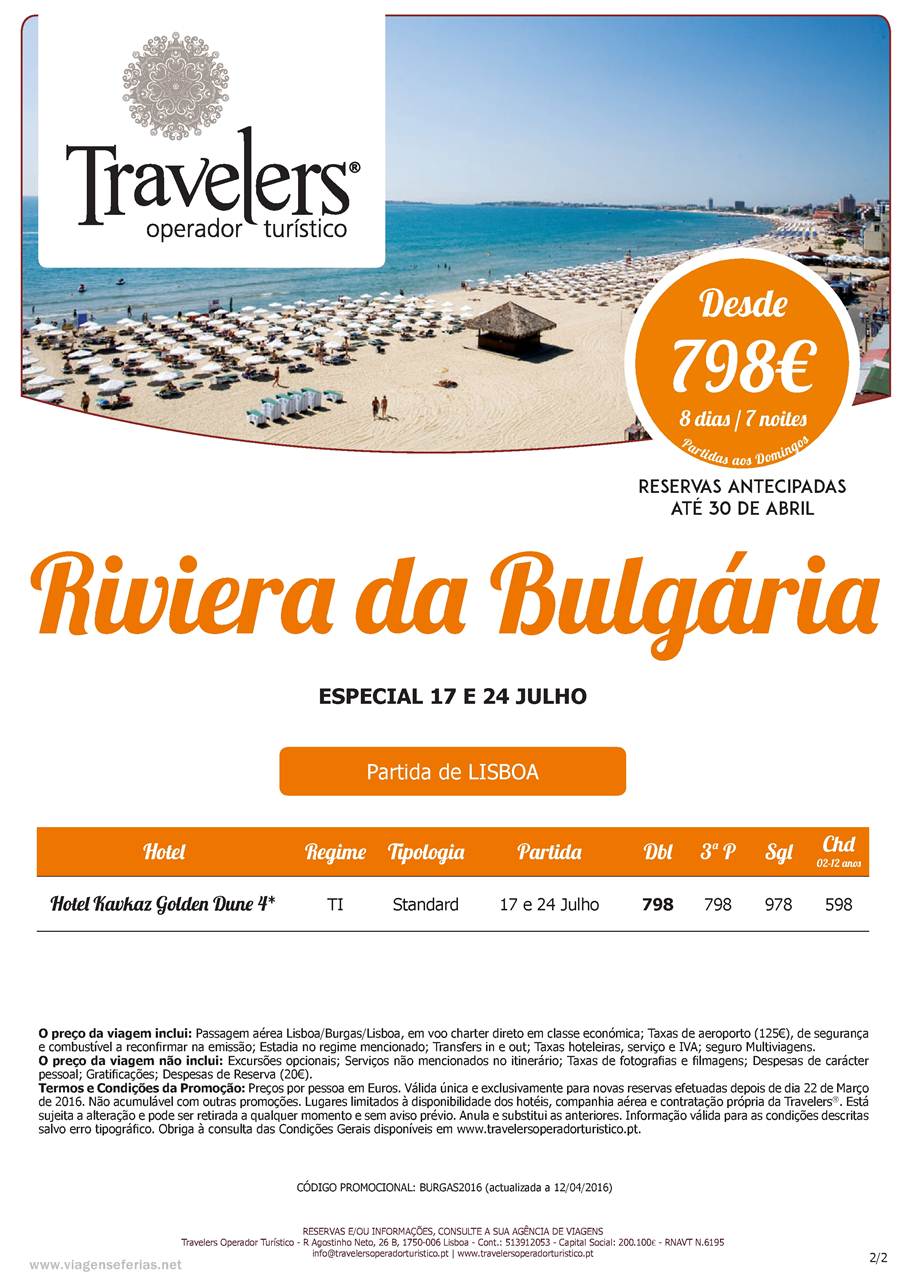 Preços férias Bulgária 17 e 24 de Julho Última hora