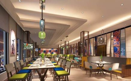 Sala de refeições do hotel Holiday Inn Express Chennai na Índia