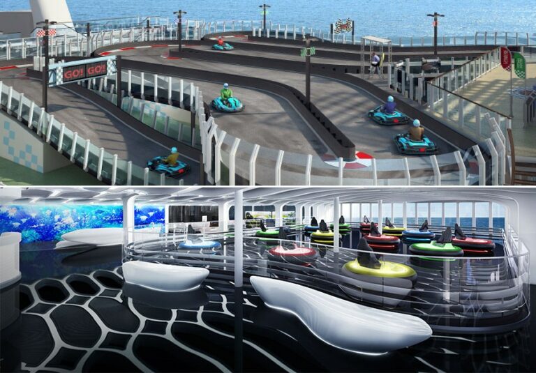 Pista de Karting e carrinhos de choque do navio de cruzeiros Norwegian Joy