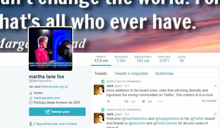 Imagem do Twitter da Martha Lane Fox (fundadora lastminute.com)
