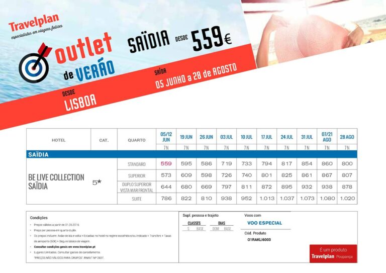 Férias saidia desde 559€ - Viagens de Junho até 28 de Agosto