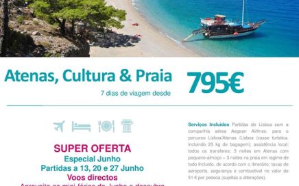Promoção Férias 7 dias em Atenas com praias no mês de Junho a 795€