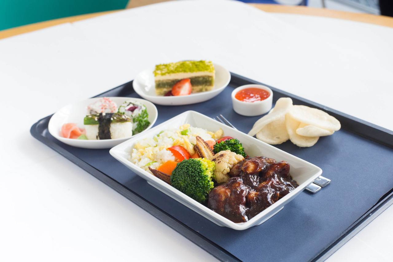 Refeição a bordo de voo longo curso da British Airways