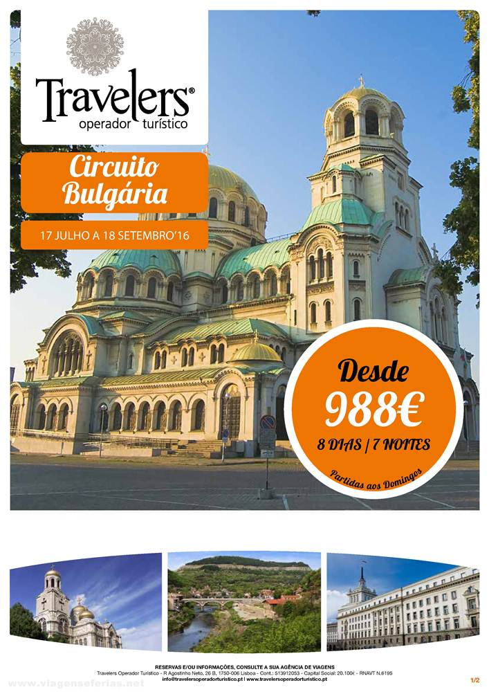 Circuito na Bulgária com viagens entre 17 de Julho a 18 de Setembro
