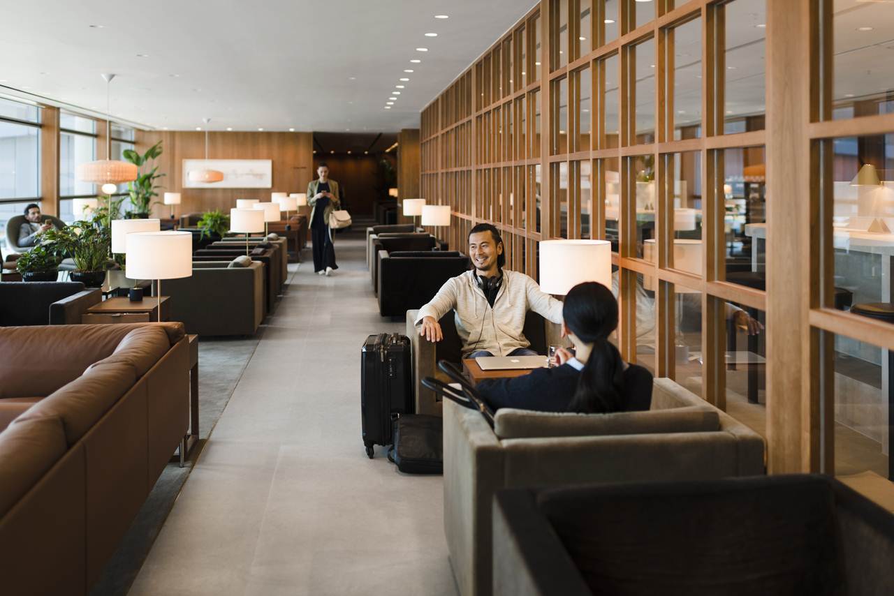 Sala de estar Novo Lounge Cathay Pacific Hong Kong