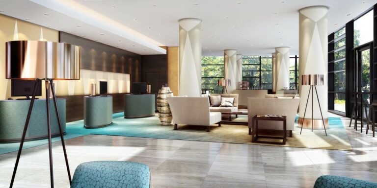 Sala de estar do hotel Marriott Bonn na Alemanha