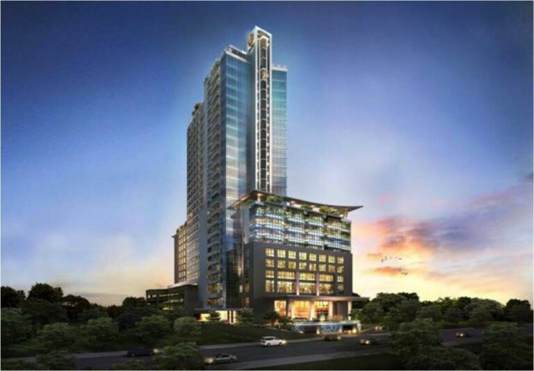 Edifício do Meliá Pekanbaru na ilha de Sumatra na Indonésia