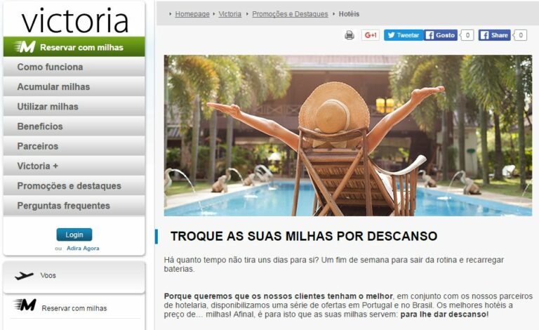 Página do Programa Victoria da TAP Portugal