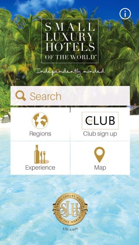 Entrada da app iphone da Small Luxury Hotels