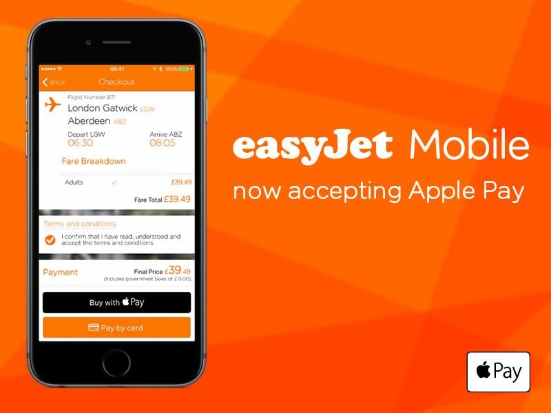 app da easyJet para iOS tem funcionalidade Apple Pay